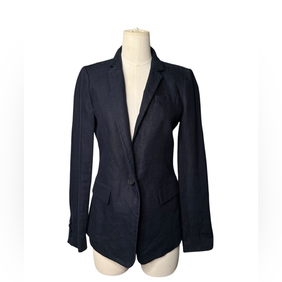 J.Crew Women’s 100% Linen Navy Blazer Size 4 – Lightweight Tailored Jacket - Picture 3 of 9